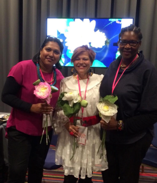 Aneshrie Yasar, Tanya Cruz Teller and Marlene Ogawa at the World Appreciative Inquiry Conference in Nice, France 2019